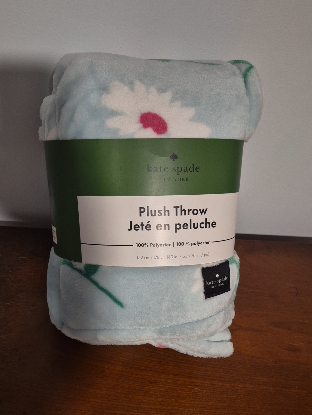 kate spade Light Blue Floral Plush Throw